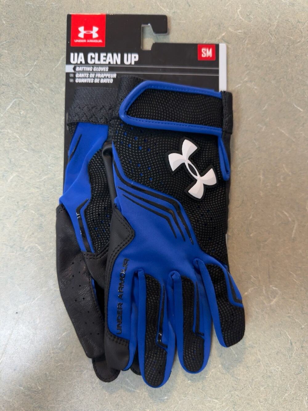 Under Armour UA Clean Up Batting Gloves Men’s Small Blue Black HeatGear NWT